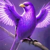 Purple Bird On Branch Diamond Painting