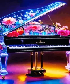 Aesthetic Floral Piano Diamond Painting