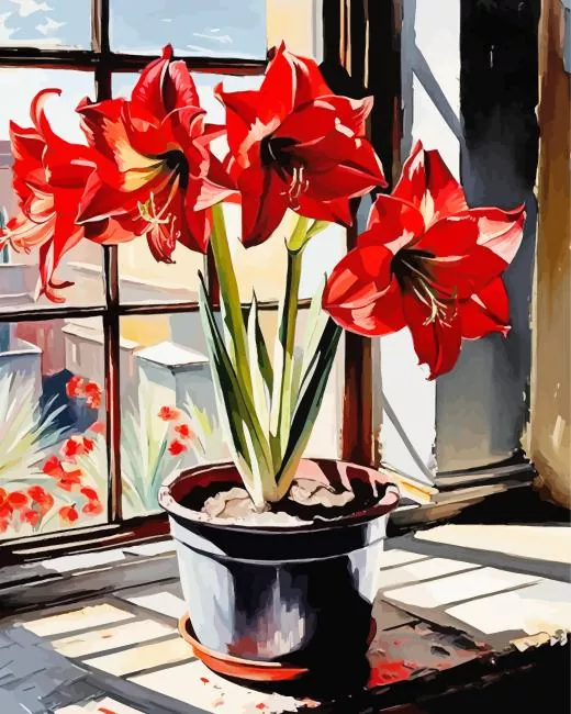 amaryllis art Diamond By Numbers Amaryllis Art Diamond Painting