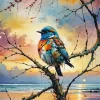Bird On Branch Diamond Painting