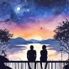 Boy And Girl Silhouette Sunset Diamond Painting
