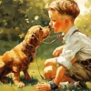 Boy And His Dog Diamond Painting