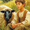Boy With Sheep Diamond Painting