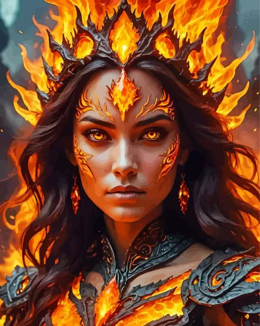 female lava elemental Diamond With Numbers Female Lava Elemental Diamond Painting