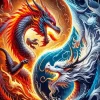 Fire And Ice Dragon Art Diamond Painting