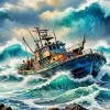 Fishing Boat Art Diamond Painting