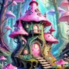 Green And Pink Fairy House Diamond Painting