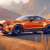 Orange Mustang Car Diamond Painting