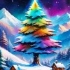 Snowy Rainbow Tree Diamond Painting