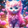 Adorable Pink Cat Diamond Painting