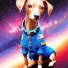 Astronaut Brown Greyhound Diamond Painting