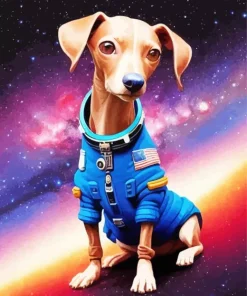 Astronaut Brown Greyhound Diamond Painting