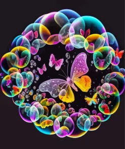 Bubbles Butterfly Diamond Painting