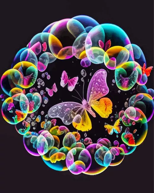 Bubbles Butterfly Diamond By Numbers Bubbles Butterfly Diamond Painting