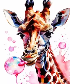 Bubbles Giraffe Diamond Painting