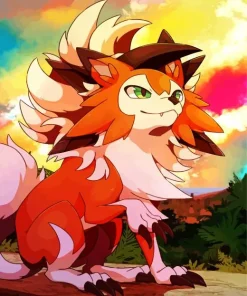 Lycanroc Wolf Pokemon Diamond Painting