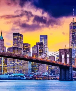 New York Brooklyn Skyline Diamond Painting