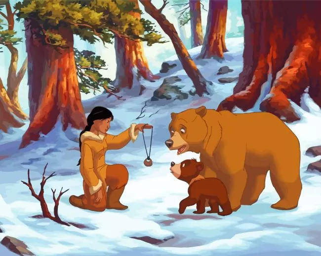 Nita with koda and kenai brother bear Diamond Painst Nita With Koda And Kenai Brother Bear Diamond Painting