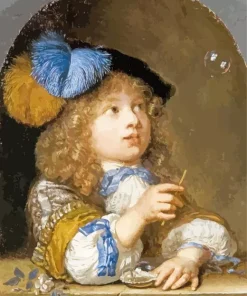 Victorian Girl Blowing Bubbles Diamond Painting