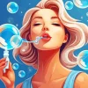 Woman Blowing Bubbles Diamond Painting