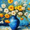 Aesthetic Flowers In Blue Vase Art Diamond Painting