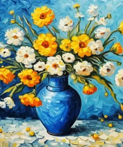 Aesthetic Flowers In Blue Vase Art Diamond Painting