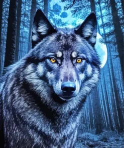 Brown And Black Wolf Diamond Painting