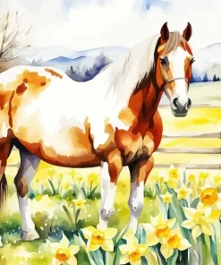 Brown And White Horse Diamond Painting