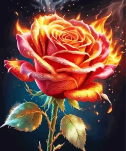 Cool Flower Burning Art Diamond Painting