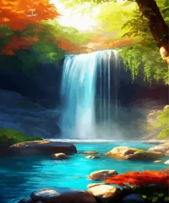 Cool Forest Waterfall Diamond Painting