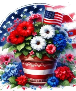 Flower American Flag Diamond Painting