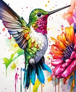 Flower And Hummingbird Diamond Painting