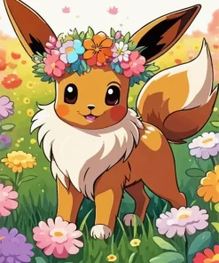 Flower Eevee Art Diamond Painting