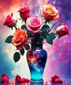 Flower Vase With Roses Art Diamond Painting