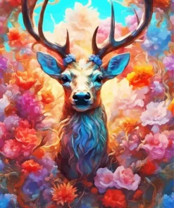 Flowers Deer Diamond Painting
