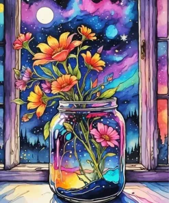 Flowers In Jar Art Diamond Painting