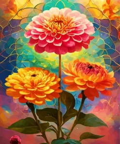 Flowers Yellow And Pink Art Diamond Painting