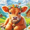 Fluffy Baby Brown Cow Diamond Painting
