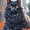Fluffy Black Cat Diamond Painting