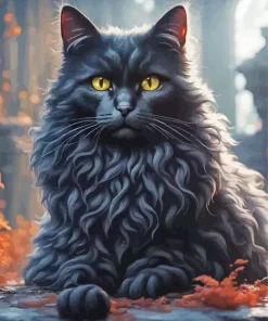 Fluffy Black Cat Diamond Painting