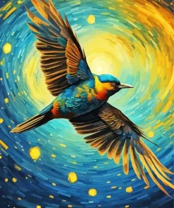 Flying Bird Van Gogh Style Diamond Painting
