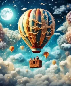 Flying Hot Air Balloon Diamond Painting
