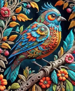 Folk Art Bird Diamond Painting