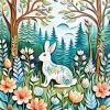 Folk Art Bunny Art Diamond Painting