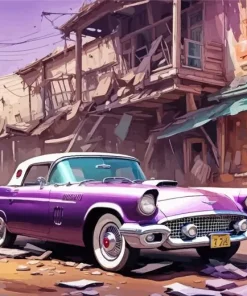 Ford Purple Car Diamond Painting