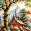Forest Cabin Art Diamond Painting