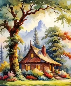 Forest Cabin Art Diamond Painting