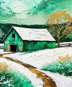 Green Barn Diamond Painting