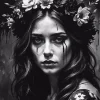 Sad Floral Woman Diamond Painting