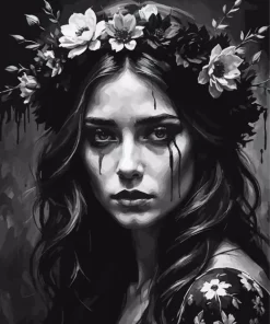 Sad Floral Woman Diamond Painting